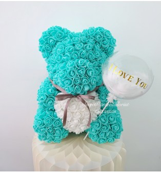 玫瑰熊(Tiffany Blue x 白色心)